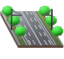 Six-Lane Road with Decorative Trees and Tram Tracks.png