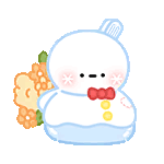 聊天表情-微笑雪人：雪中送花.gif