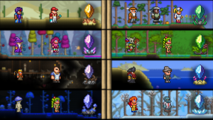 Dye Trader and Painter in the desert. Shopkeeper, Golfer, and Nurse in the Forest. Wizard and Party Girl in the Hallow. Witch Doctor and Dryad in the jungle. Demolitionist and Tavern Keeper in the cavern. Angler and Pirate at the beach. Dryad and Truffle in the underground mushroom biome. Engineer and Tinkerer in the ice biome.