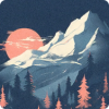 背景·雪岭斜阳图标